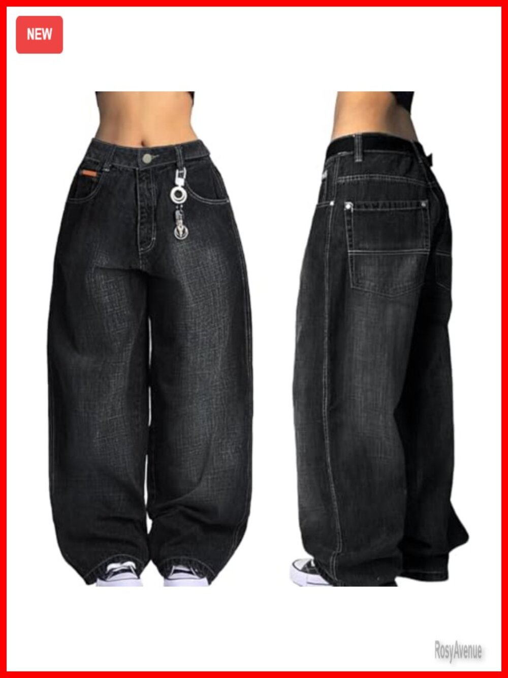 Low Rise Baggy Jeans Y2K 90s Skater Oversized Denim Pants for Women